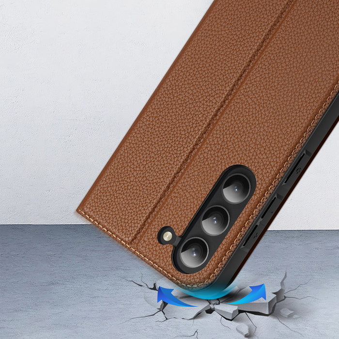 Dux Ducis Skin X2 case Samsung Galaxy S23+ flip case wallet stand brown