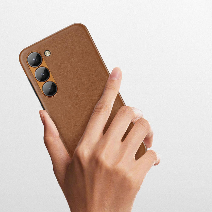 Dux Ducis Grit case for Samsung Galaxy S23+ elegant case made of artificial leather brown