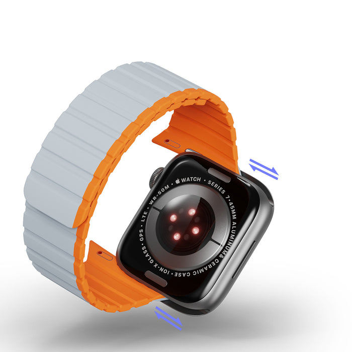 Magnetic Apple Watch SE, 9, 8, 7, 6, 5, 4, 3, 2, 1 (41, 40, 38 mm) Dux Ducis Strap (LD Version) - gray-orange