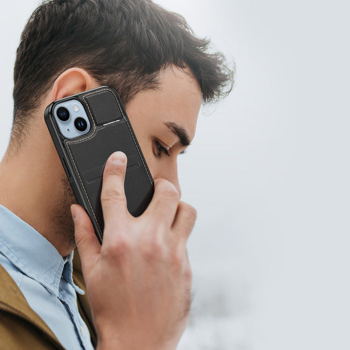 3in1 Wallet Case with Stand for iPhone 14 Plus MagSafe RFID Blocker Dux Ducis Rafi Mag - Black