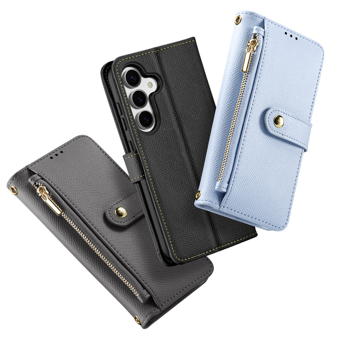 Dux Ducis Lawa Leather Case for Samsung Galaxy S25 with Detachable Magnetic Wallet - Blue