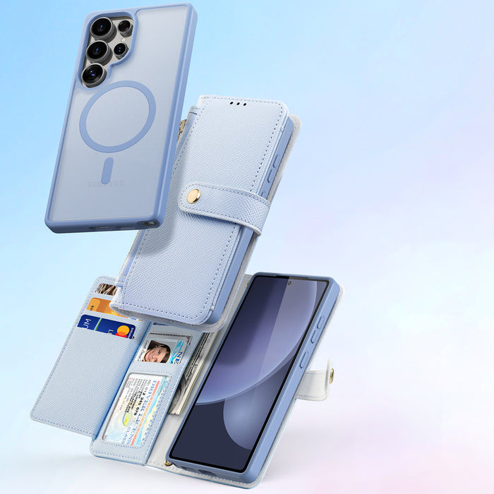 Dux Ducis Lawa Leather Case for Samsung Galaxy S25 Ultra with Detachable Magnetic Wallet - Blue