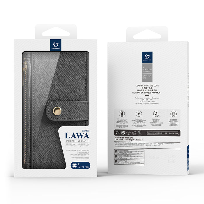 Dux Ducis Lawa Leather Case for iPhone 15 Pro Max - Gray
