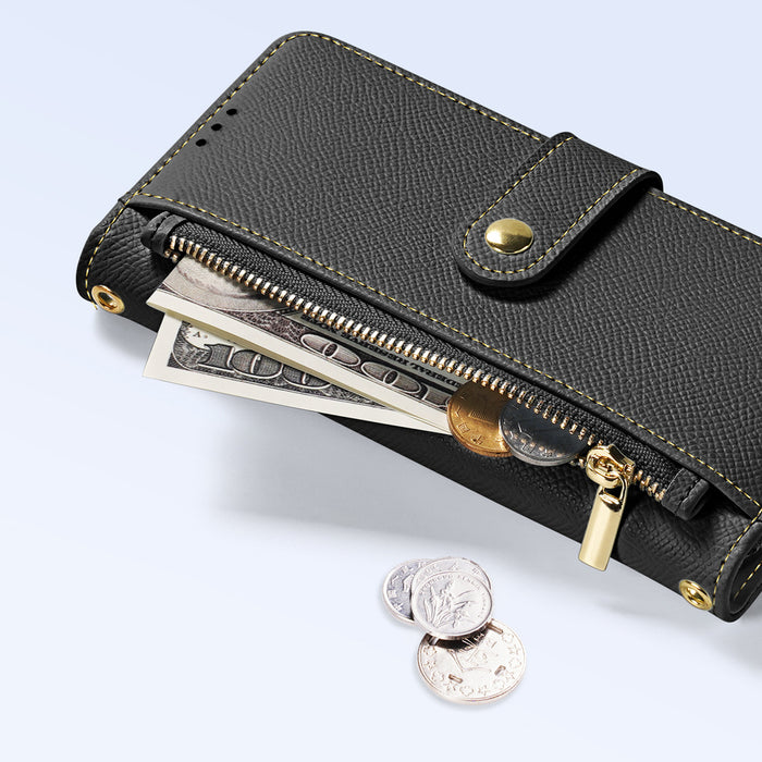 Dux Ducis Lawa Leather Case for iPhone 16e / 17e with Detachable Magnetic Wallet - Black