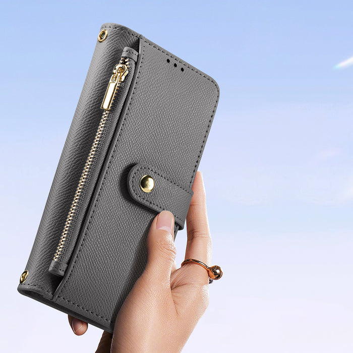 Dux Ducis Lawa Leather Case for iPhone 16 Pro Max with Detachable Magnetic Wallet - Gray