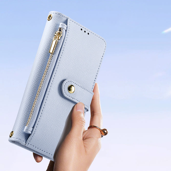 Dux Ducis Lawa Leather Case for iPhone 16 Pro Max with Detachable Magnetic Wallet - Blue