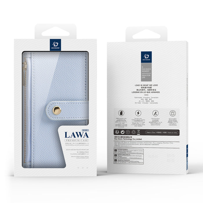 Dux Ducis Lawa Leather Case for iPhone 16 Pro Max with Detachable Magnetic Wallet - Blue
