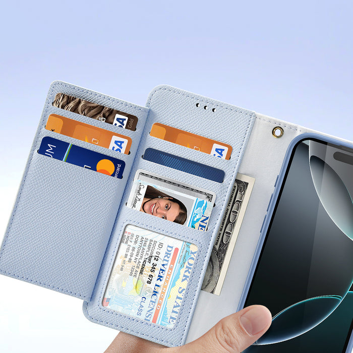 Dux Ducis Lawa Leather Case for iPhone 16 Pro Max with Detachable Magnetic Wallet - Blue