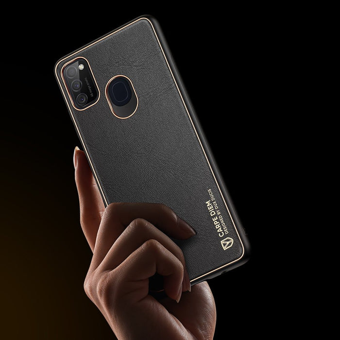 Dux Ducis Yolo elegant case made of soft TPU and PU leather for Samsung Galaxy M30s black