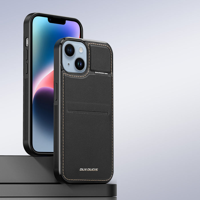3in1 Wallet Case with Stand for iPhone 15 Plus MagSafe RFID Blocker Dux Ducis Rafi Mag - Black - Cell phone cases