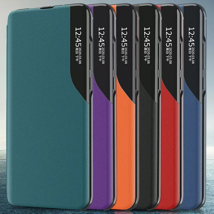Eco Leather View Case cover for Samsung Galaxy A14 with flip stand blue - Cell phone cases and covers<<<HurtelXML