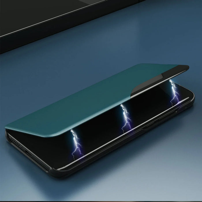 Eco Leather View Case elegant bookcase type case with kickstand for iPhone 13 mini green - Cell phone cases