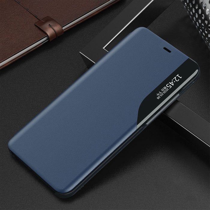 Eco Leather View Case elegant bookcase type case with kickstand for iPhone 13 mini blue - Cell phone cases