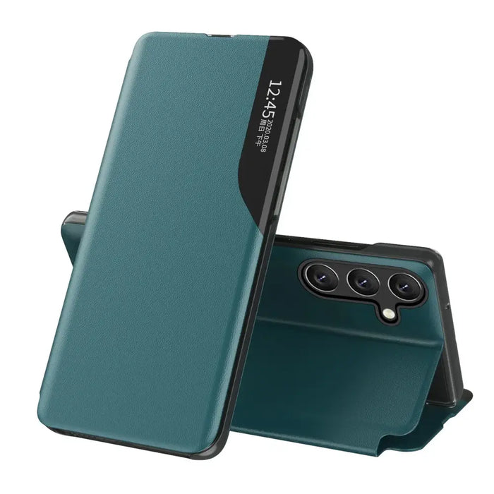 Eco Leather View Case elegant case with flap and stand function for Samsung Galaxy A56 - green - Cell phone cases