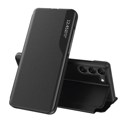 Eco Leather View Case case for Samsung Galaxy S23 with a flip stand black - Cell phone cases and covers<<<HurtelXML