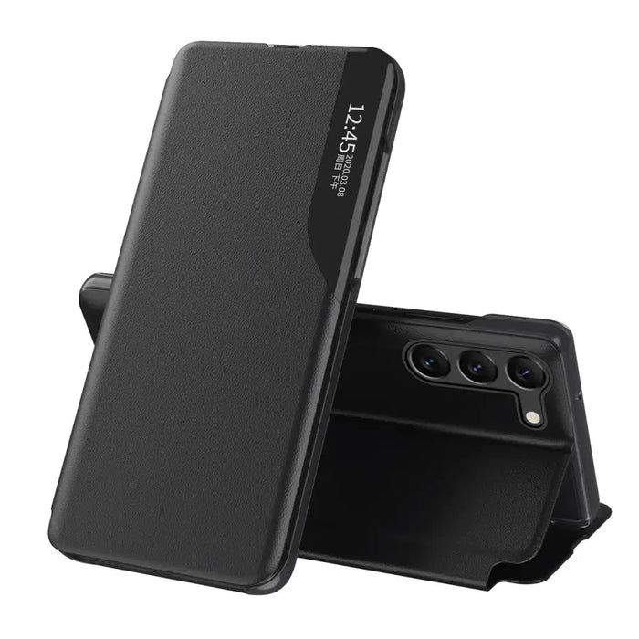 Eco Leather View Case case for Samsung Galaxy S23 with a flip stand black - Cell phone cases and covers<<<HurtelXML