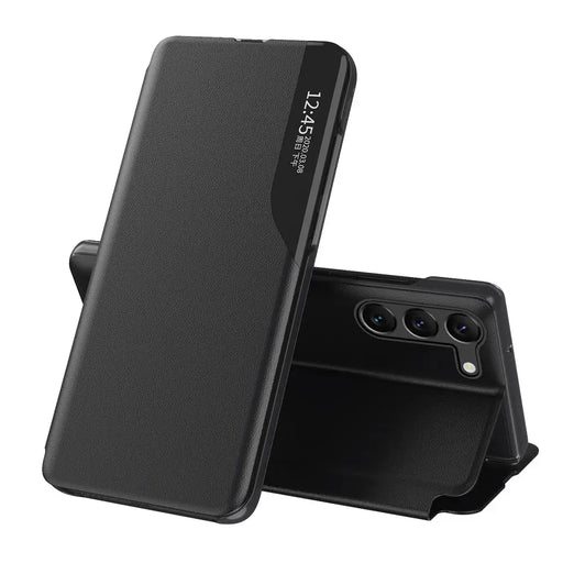 Eco Leather View Case case for Samsung Galaxy S23+ with a flip stand black - Cell phone cases and covers<<<HurtelXML