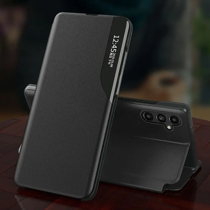 Eco Leather View Case case for Samsung Galaxy S23 with a flip stand black - Cell phone cases and covers<<<HurtelXML