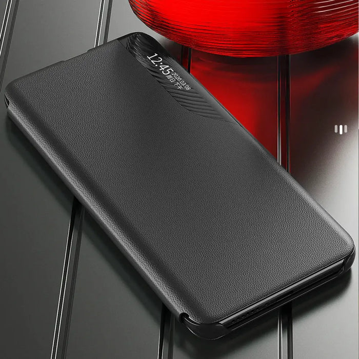 Eco Leather View Case for Samsung Galaxy S25 with Flip Stand - Black - Cell phone cases and covers<<<HurtelXML