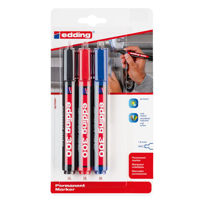 PERMANENT MARKER RED 3 COLORS EDDING