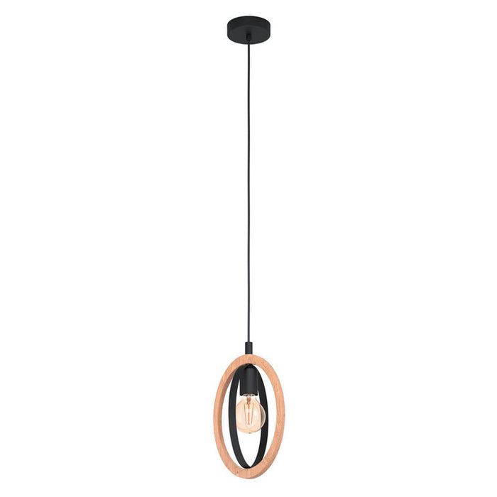 PENDANT E27 BLACK/WOOD EGLO BASILDON