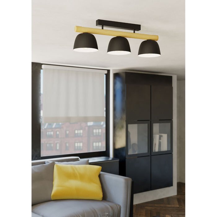 CEILING LAMP 3XE27 BLACK EGLO SHERBURN