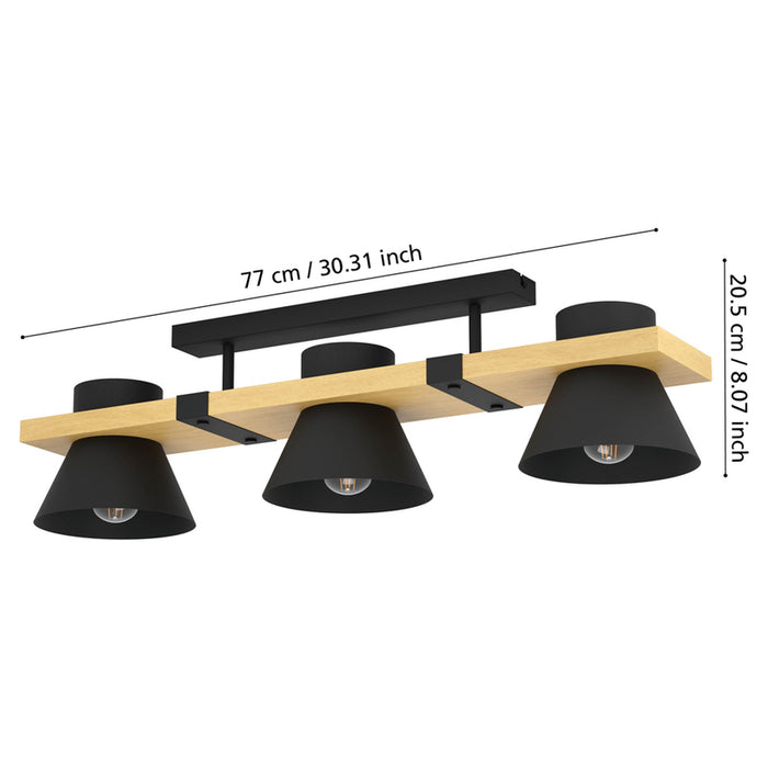 CHANDELIER 3XE27 BLACK EGLO MACCLES