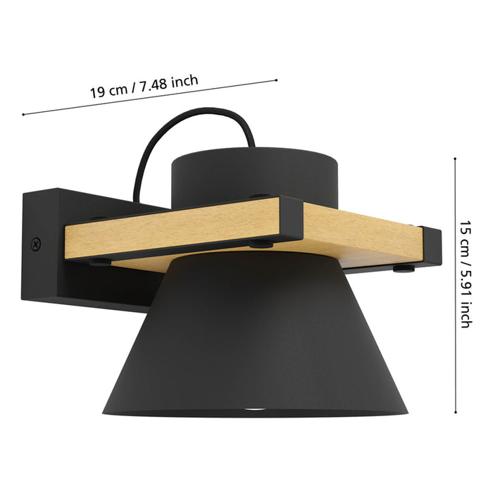 WALL LIGHT E27 BLACK EGLO MACCLES