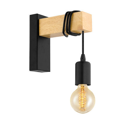 WOODEN BEAM WALL APPLIANCE E27 BLACK SOCKET EGLO TOWNSHEND