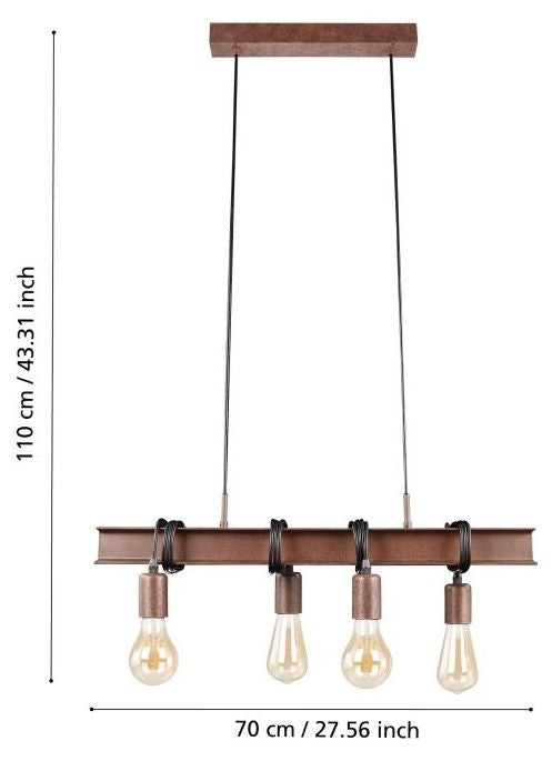 PENDANT 4XE27 ANTIQUE EGLO TOWNSHEND 4