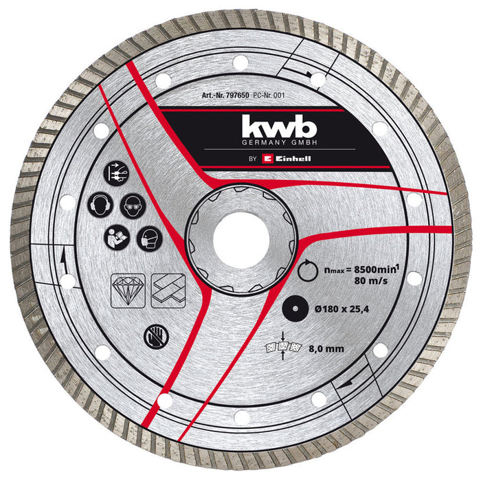 DIAMOND DISC FOR CUTTING TILE AND TERRACOTTE EINHELL 180x8x25.4