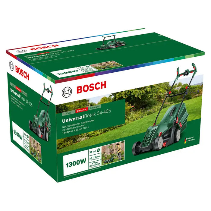 ELECTRIC MOWER BOSCH UNIVERSALROTAK 34-405 1300 W MOWING WIDTH 34.00 cm MAX MOWING HEIGHT 70 mm - Електрически