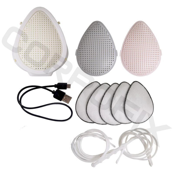 Electric Silicone mask with fan CM2 for easy breathing reusable with 6 replaceable filters - Medicine Masks against air