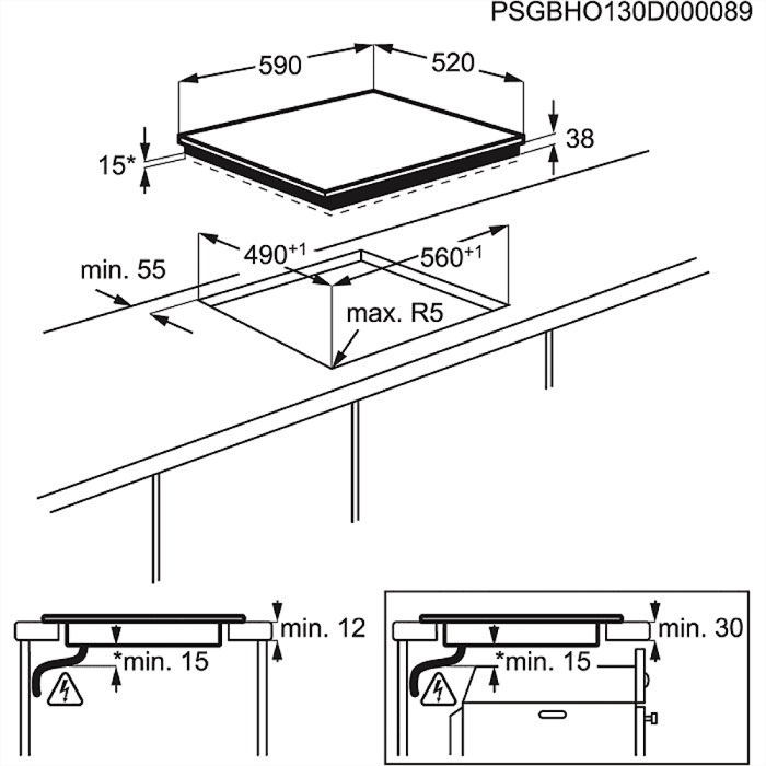 Built-in hob Electrolux EHF6232FOK