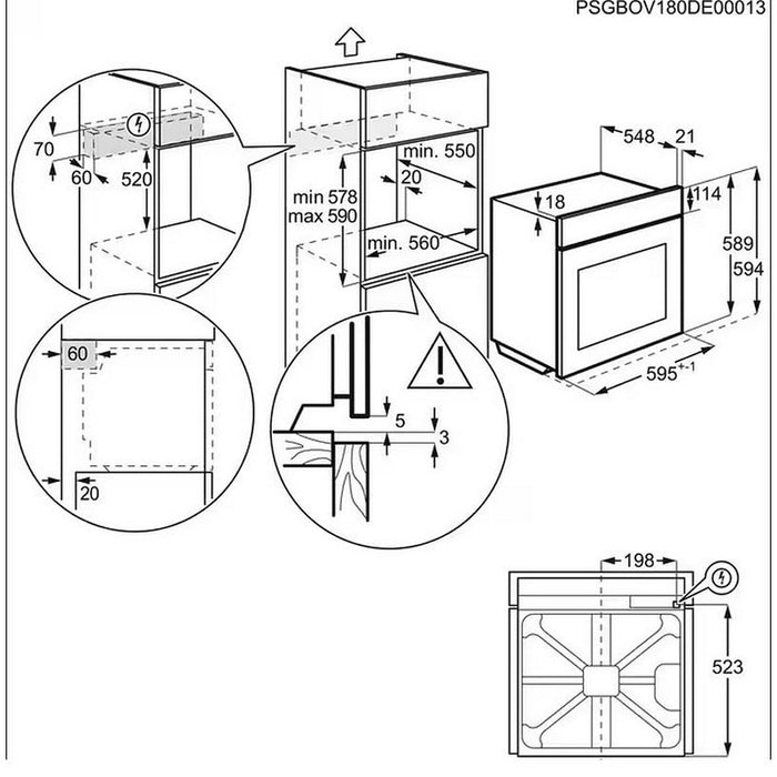 Built-in oven Electrolux EOC8P39WZ, Sensor, 72, A+, Pyrolysis