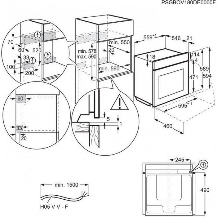 Built-in oven Electrolux EOD5F71Z***, 72, Push buttons, A, Water cleaning
