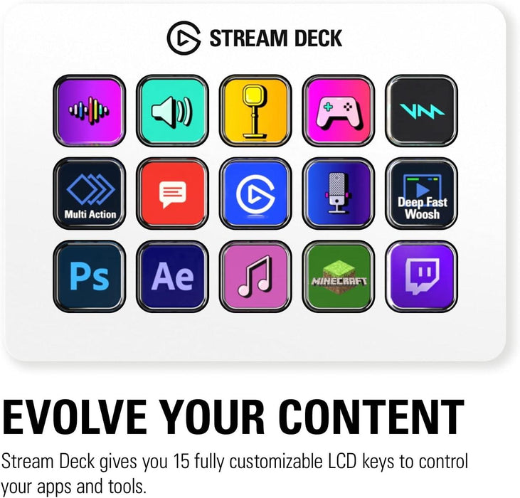 Controller Elgato Stream Deck MK.2 - 15 Customizable LCD Keys White