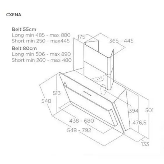 ELICA Belt Lux BL 55 absorber - Стандартни абсорбатори<<<Абсорбатори<<<Едра бяла техника<<<TechnoMix