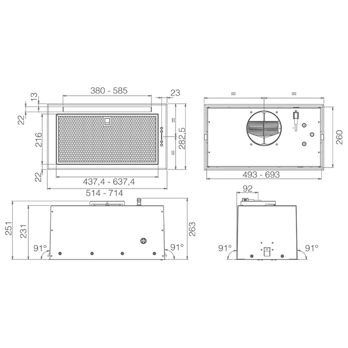 Hood ELICA CT23 BL MAT/A/72