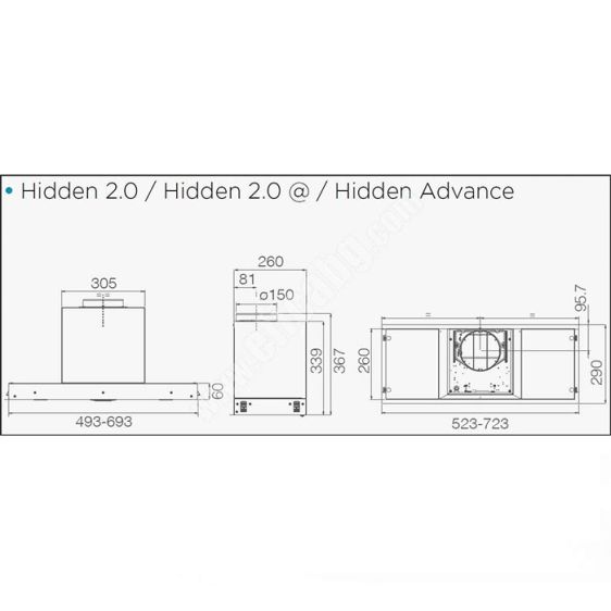 Built-in hood ELICA Hidden Advance IX 52/60
