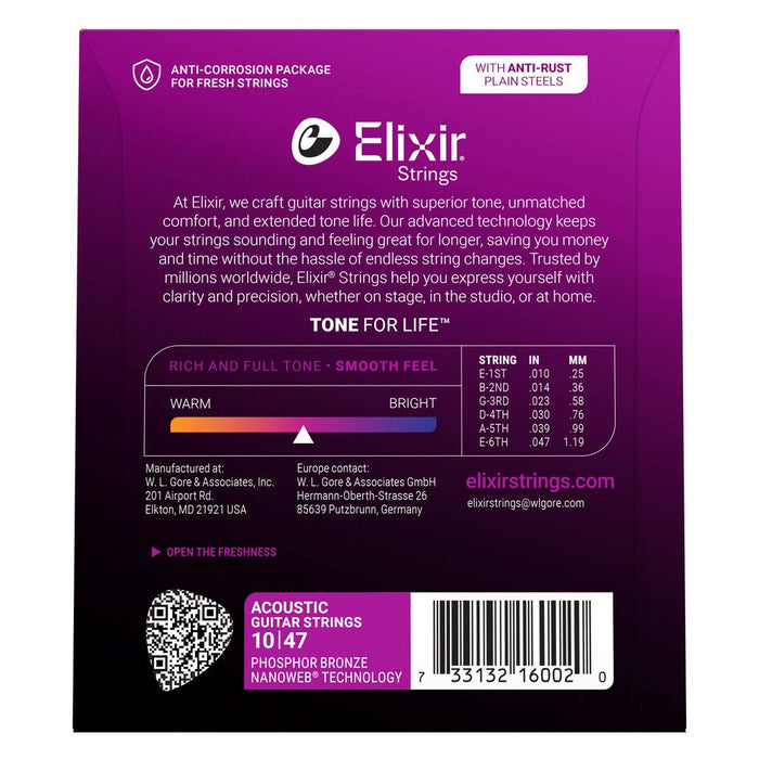 Elixir 16002 Phosphor Bronze Extra Light NW - acoustic guitar strings (10–47)