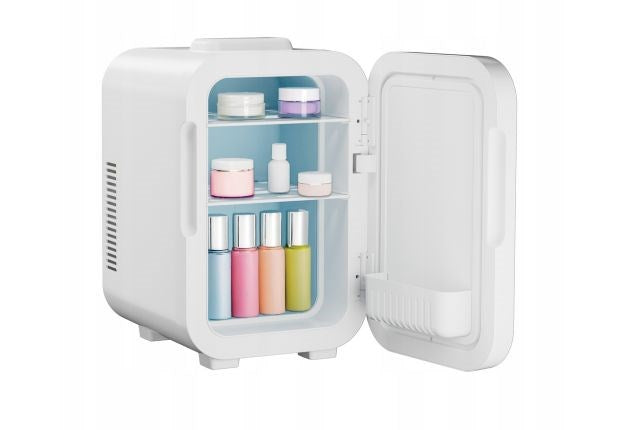 ELLE 8L mini fridge with LED make-up mirror, white