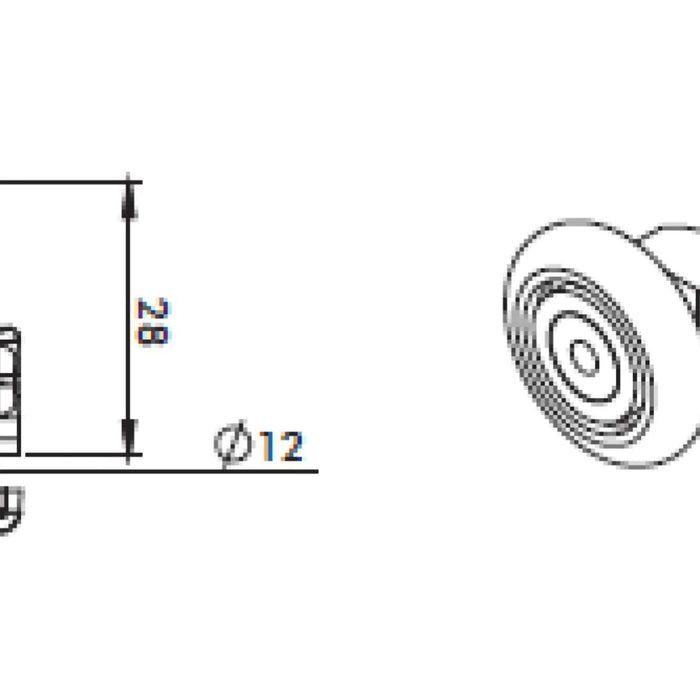 TOP ROLLER WITH HOLE Ф12MM FOR 6 MM GLASS