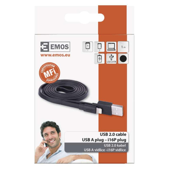USB CABLE FOR iPHONE 1 M, BLACK EMOS