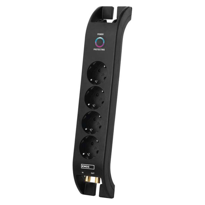 SPLITTER 4 SOCKETS WITH PROTECTION 2M BLACK EMOS