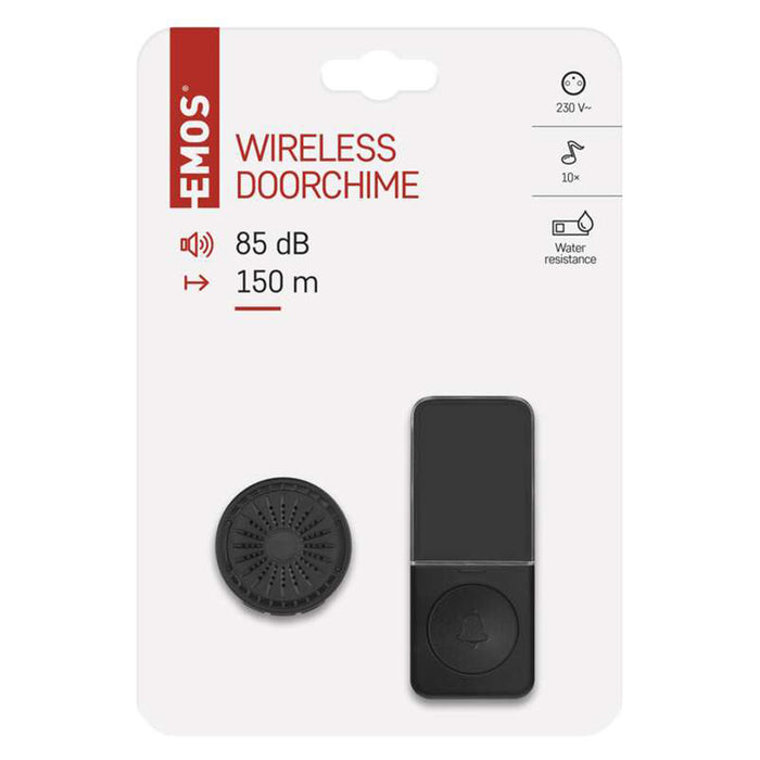 WIRELESS DOORBELL 220V BLACK COMPACT EMOS