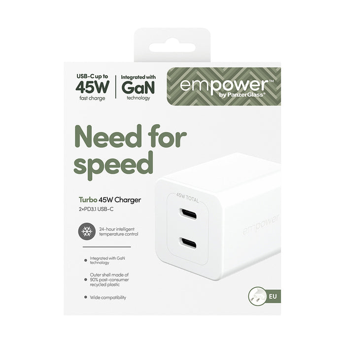 CHARGER 220V EMPOWER 45W 2xUSB-C WH
