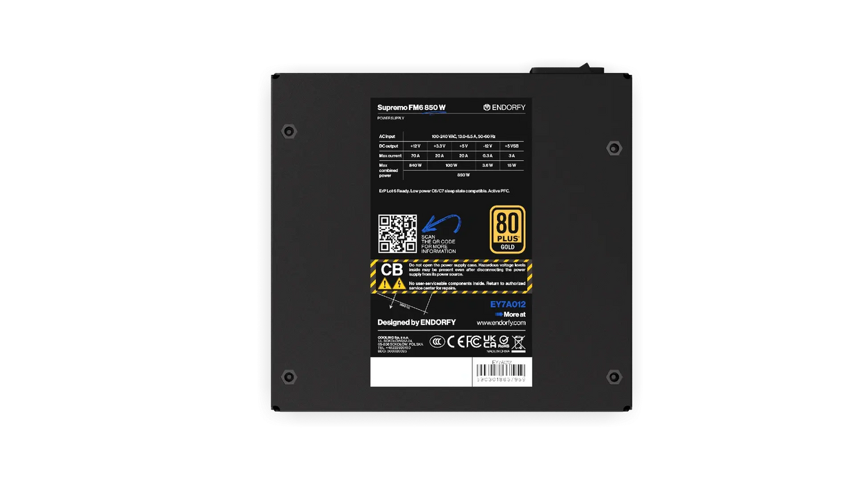 Power supply unit Endorfy Supremo FM6 850W 80+ Gold, PCIe 5.1 - Fully Modular