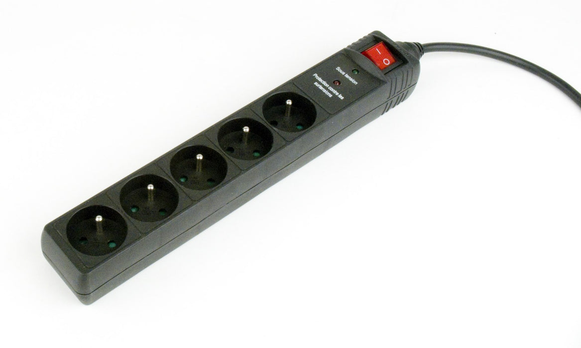 Gembird Surge protector, 5 French sockets, 3 m, black