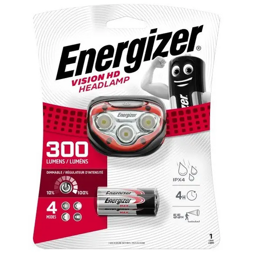 ENERGIZER FLASHLIGHT HEADLIGHT VISION HD HEADLAMP HEADLIGHT 3AAA 300 LUMENS